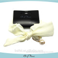 decorative scrunchy fashion hair accessory pure white bowtie scrunchy with similated pearl
